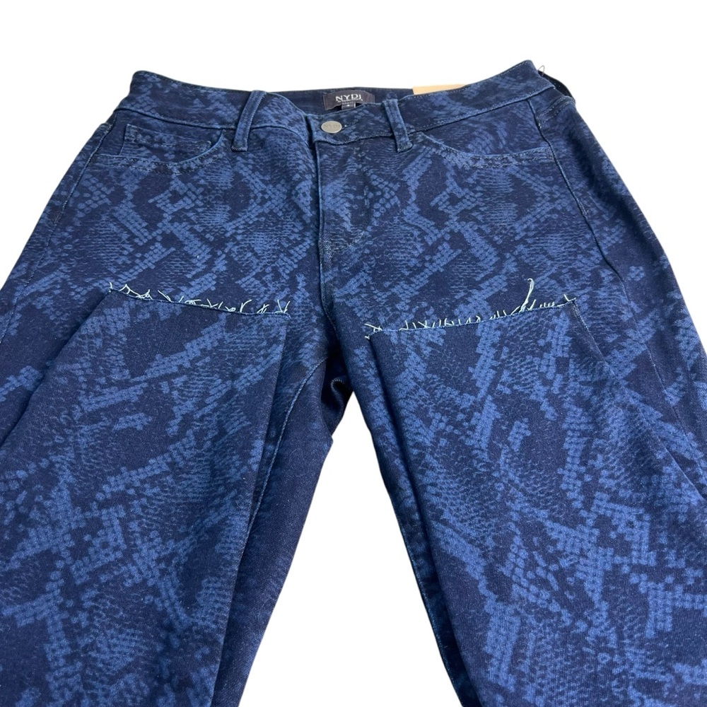NYDJ NWT Ami Navy Snake Print Blue Skinny Jeans Size 4
